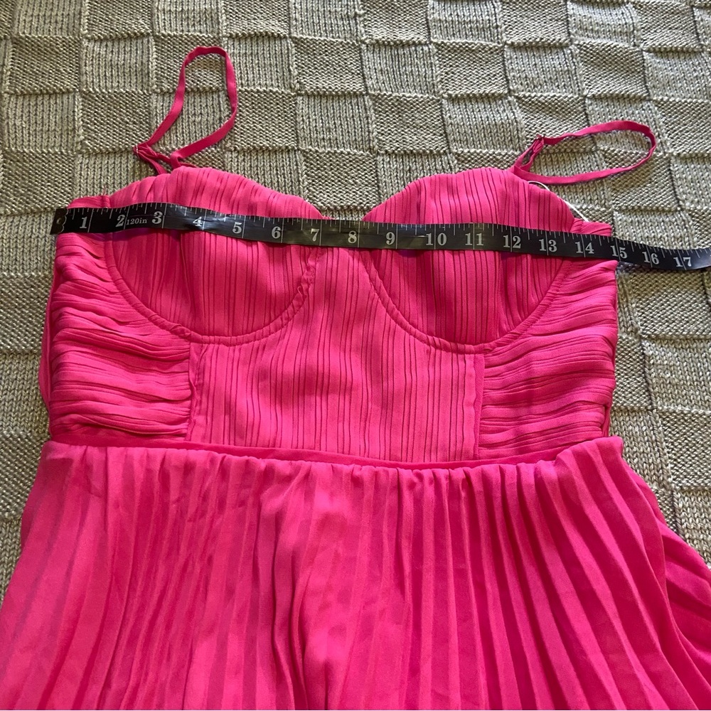 Lulus Cascading Crush Hot Pink Tiered Bustier Midi Dress - Picture 7 of 15